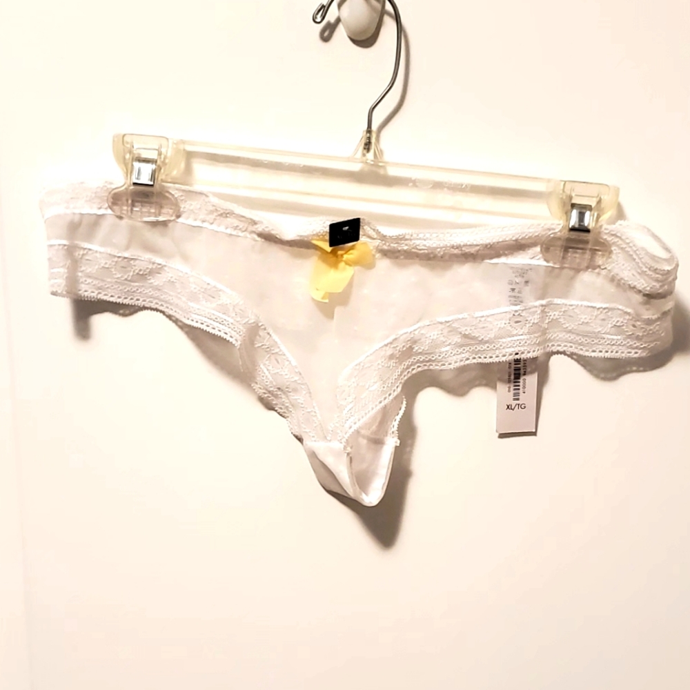 3 $30 BNWT brazilian mesh and lace white thong